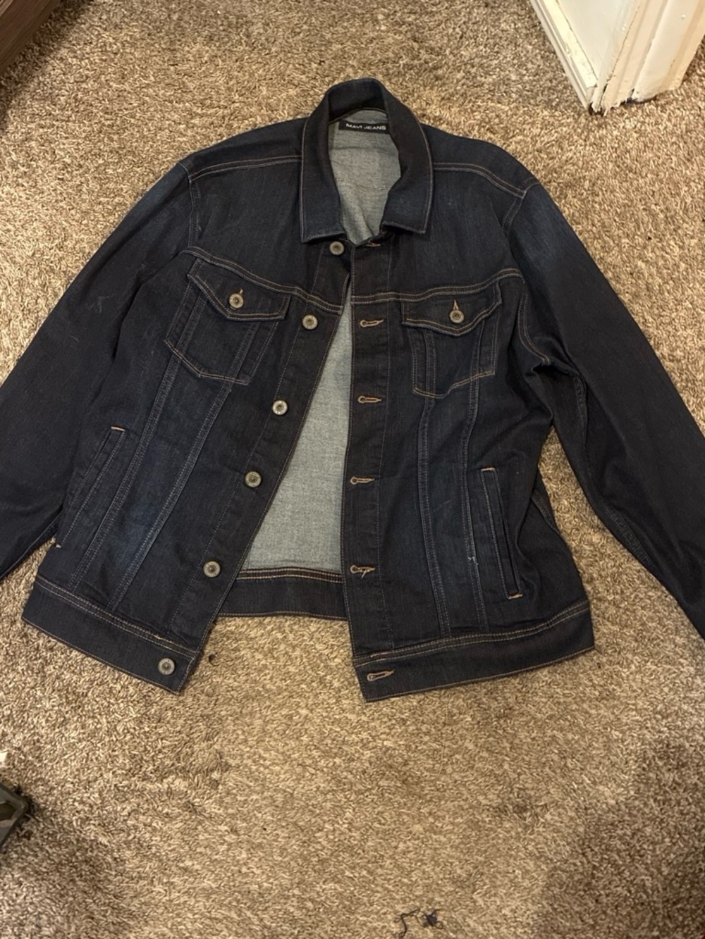 Mavi Dark Indigo Denim Jacket with Contrast Stitching